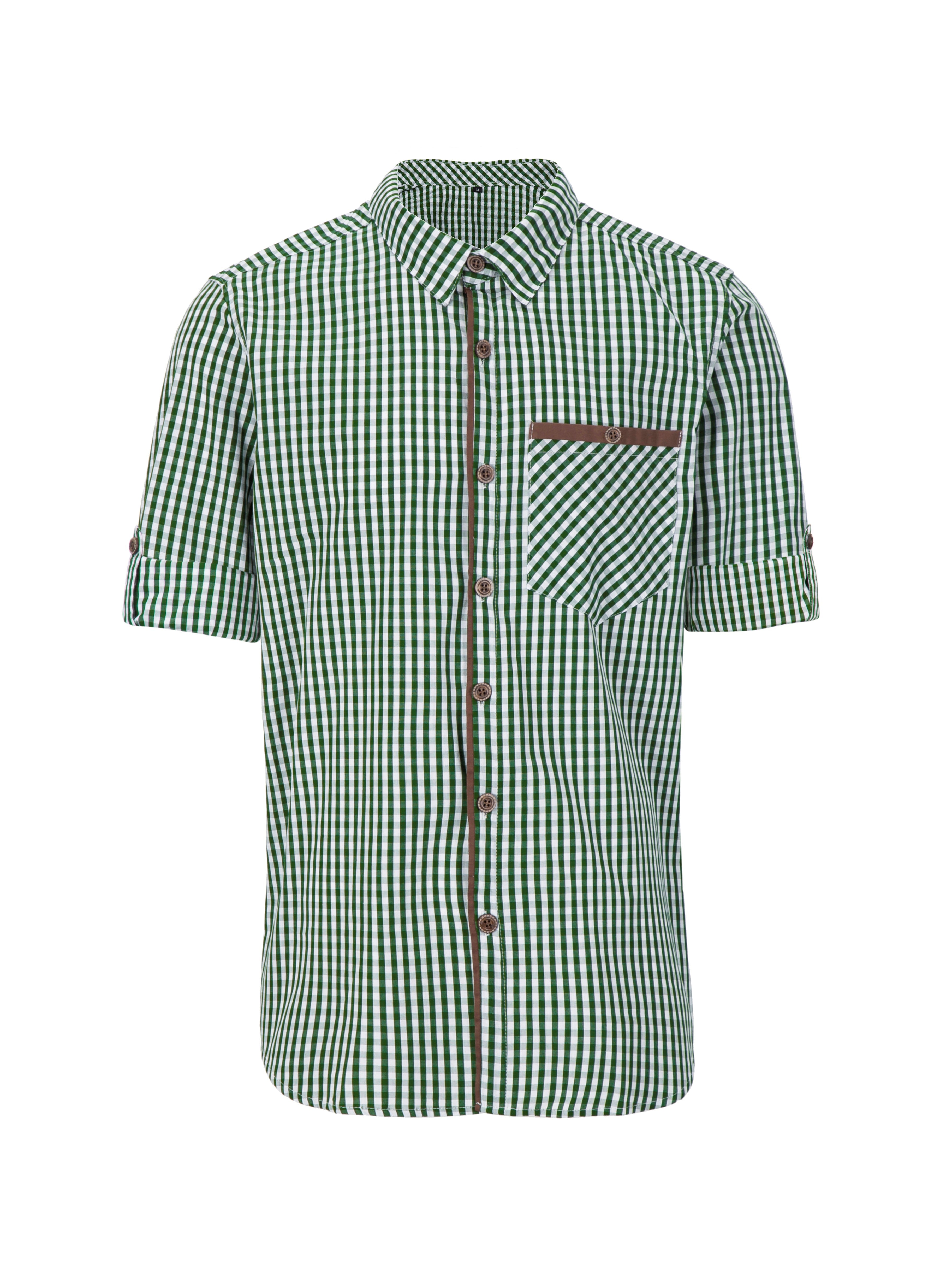 Grün Herren Trachtenhemd Oktoberfest Langarm Stehkragen Männlich Freizeithemd Gr.M-XXXL
