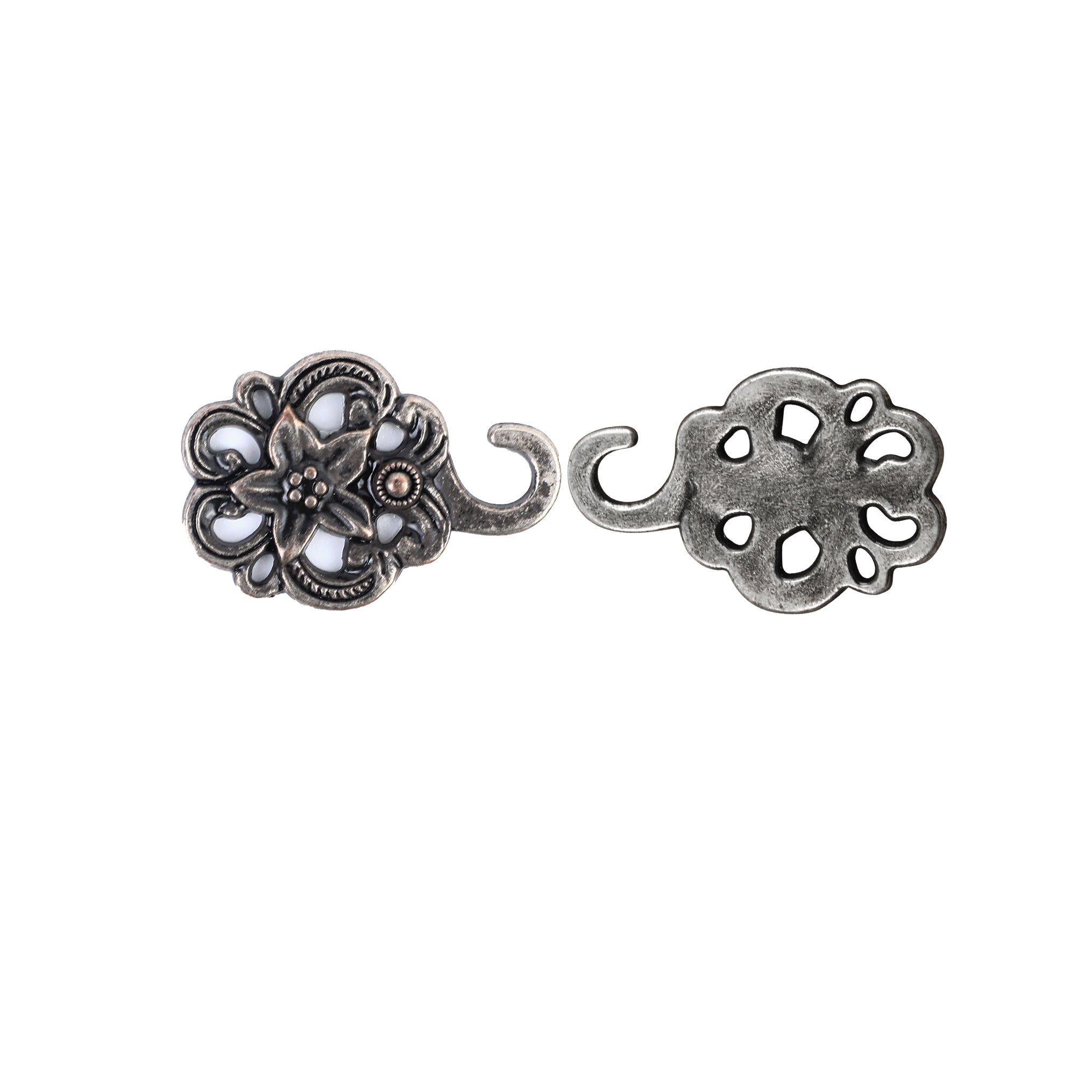 5 Paar Vintage Stil Blume knöpf Metall Miederhaken Schliesse für Näharbeiten 30MMx20MM
