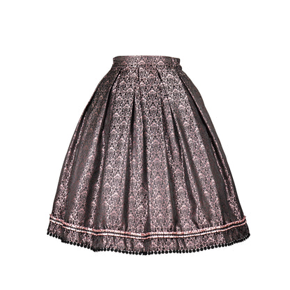 Kelliar Damen Trachtenrock Damen Unterröcke Vintage Knielang Röcke Elegent Oktoberfest Röcke Mit Spitze und Stickerei Rosa Dirndlkleid Größe 34-42（22JS03）