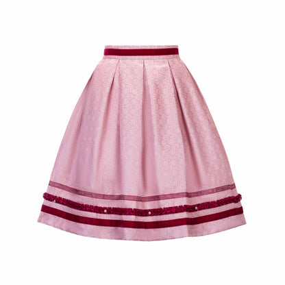Kelliar Trachtenrock Damen, Trachtenrock Damen Knielang Polyester Rosa z Trachtenröcke Damen, Größe36-44（25KS52）