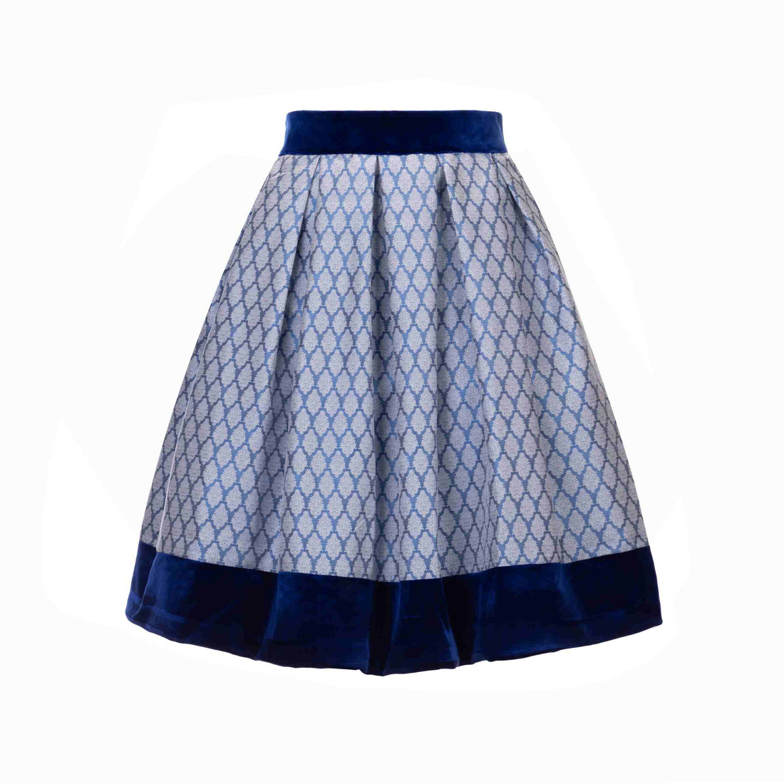 Kelliar Trachtenrock Damen, Trachtenrock Damen Knielang Klassischen DirndlRock für Oktoberfest Blau Modern, Größe 36-44(25KS54)
