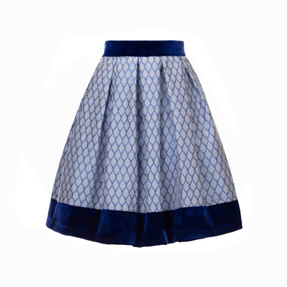 Kelliar Trachtenrock Damen, Trachtenrock Damen Knielang Klassischen DirndlRock für Oktoberfest Blau Modern, Größe 36-44（25KS54）