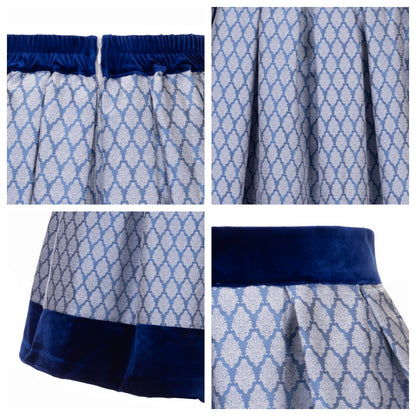 Kelliar Trachtenrock Damen, Trachtenrock Damen Knielang Klassischen DirndlRock für Oktoberfest Blau Modern, Größe 36-44（25KS54）