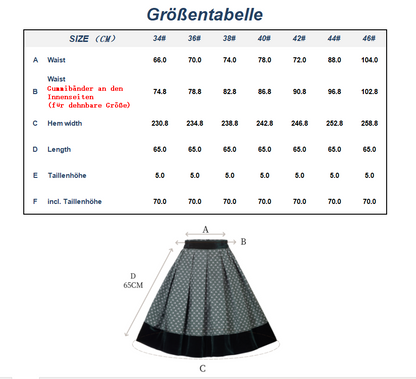 Kelliar Trachtenröcke Damen Knielang Trachtenrock Grün Damen Trachtenrock Damen Modern Röcke für Oktoberfest Größe 36-44（25KS56）