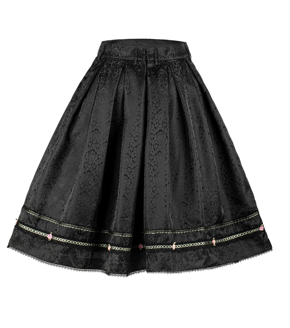 Kamellia Damen Trachtenrock Vintage Knielang Röcke Oktoberfest Röcke Elegent Schwarzer Rock Knielang,Schwarz,Size 34-44（21S01）