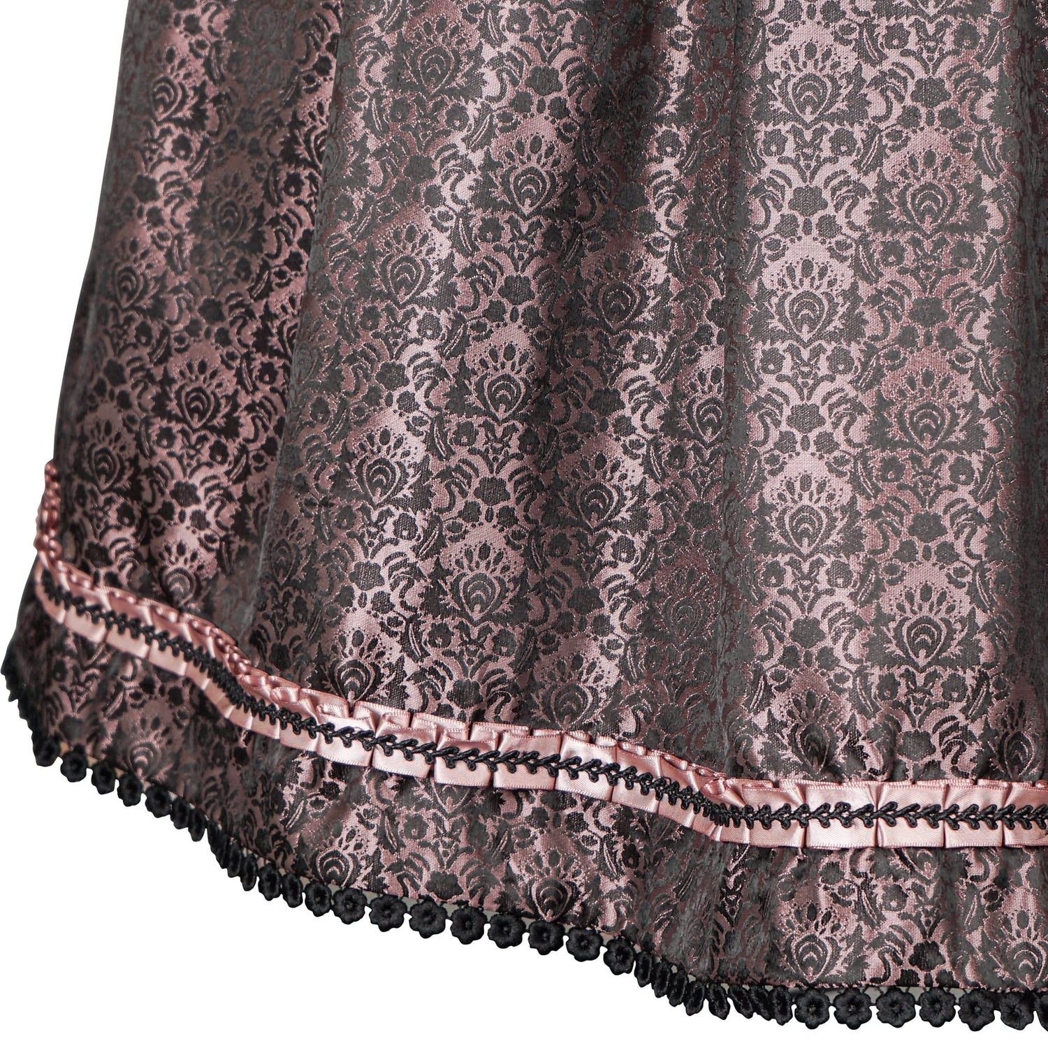 Kelliar Damen Trachtenrock Damen Unterröcke Vintage Knielang Röcke Elegent Oktoberfest Röcke Mit Spitze und Stickerei Rosa Dirndlkleid Größe 34-42（22JS03）