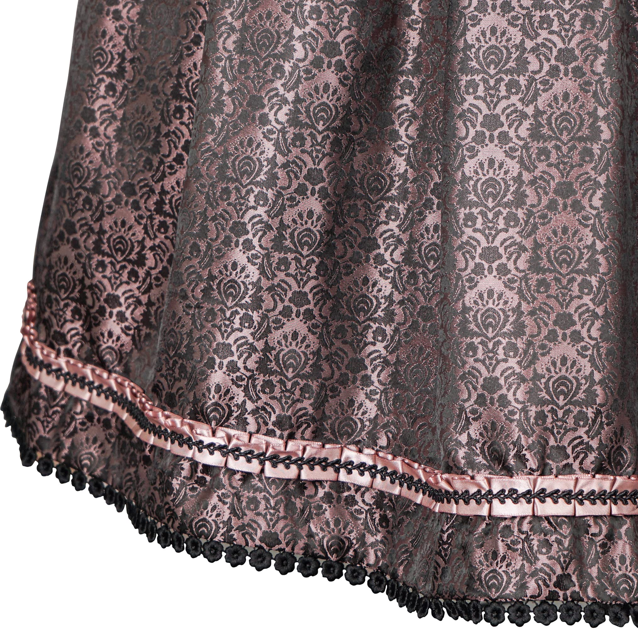 Kelliar Damen Trachtenrock Damen Unterröcke Vintage Knielang Röcke Elegent Oktoberfest Röcke Mit Spitze und Stickerei Rosa Dirndlkleid Größe 34-42（22JS03）