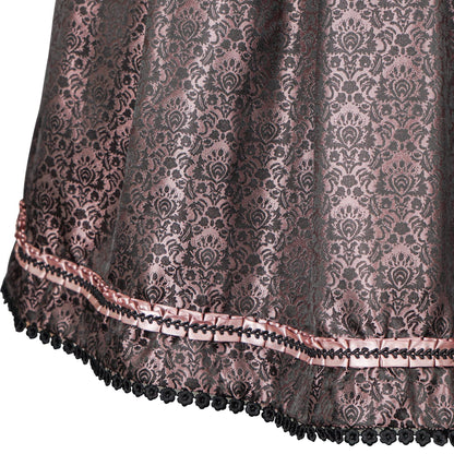 Kelliar Damen Trachtenrock Damen Unterröcke Vintage Knielang Röcke Elegent Oktoberfest Röcke Mit Spitze und Stickerei Rosa Dirndlkleid Größe 34-42（22JS03）