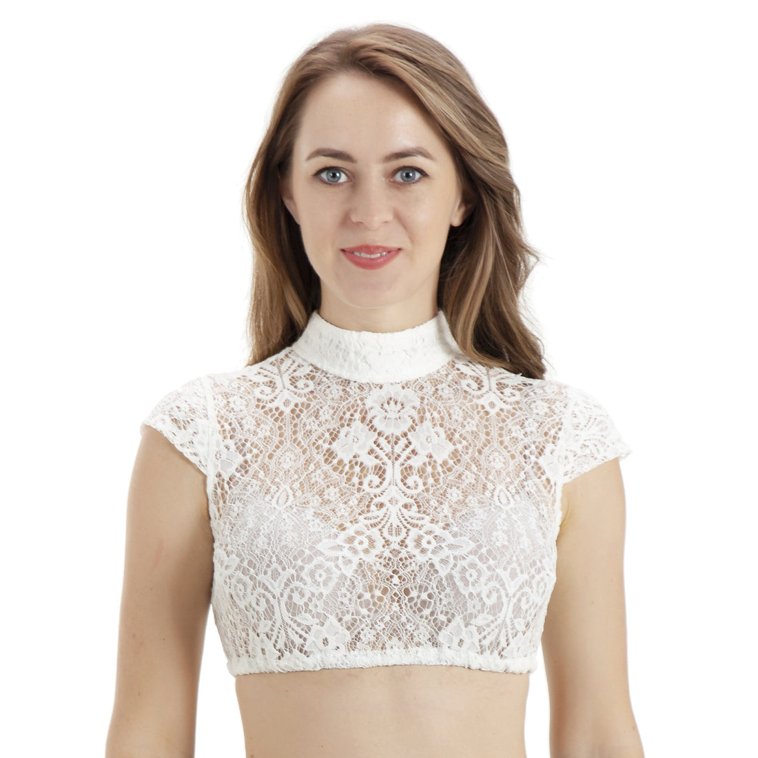 Damen Dirndlbluse Schönes Kurzarm Trachtenbluse Weiß 32-46(20KB008)